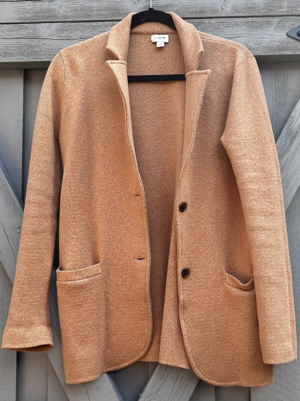 J.Crew Sweater Blazer Cardigan Jacket Camel Tan Cotton Knit Size Small S